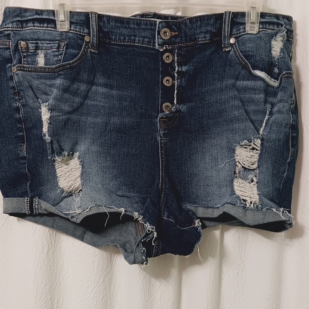 Dark Wash Distressed Women's Denim Shorts
